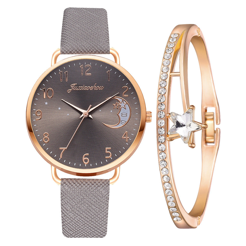 Montre à quartz à motif de lune ravissante pour femme avec cadran à bracelet Montre-bracelet pour femme