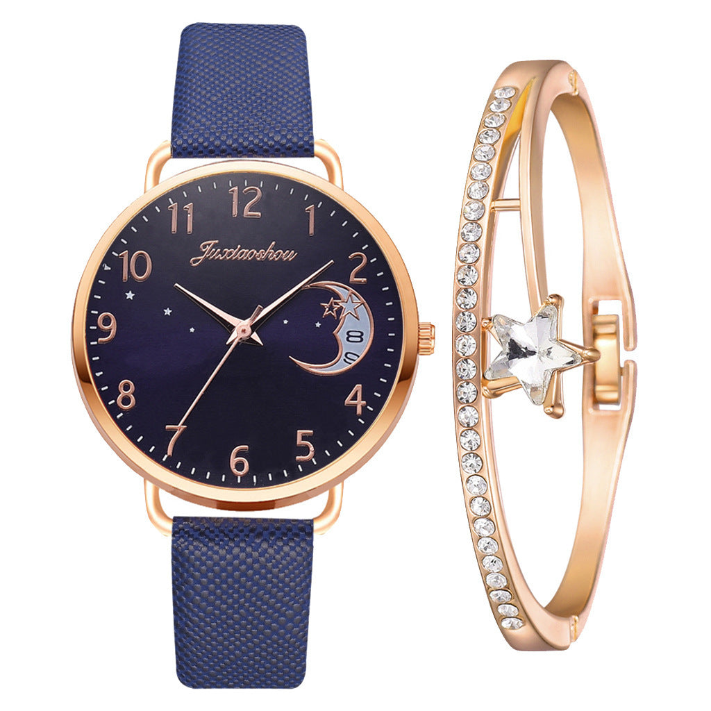 Montre à quartz à motif de lune ravissante pour femme avec cadran à bracelet Montre-bracelet pour femme