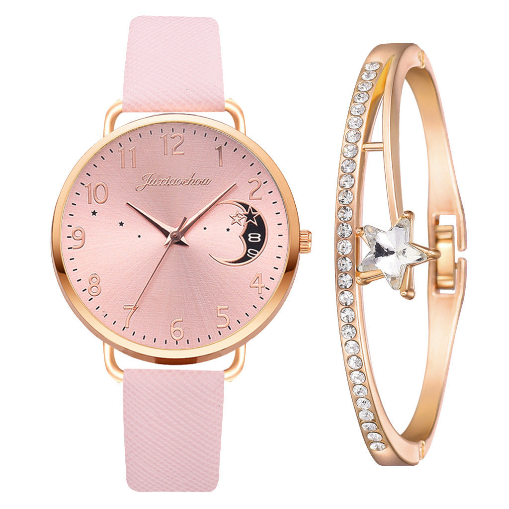 Montre à quartz à motif de lune ravissante pour femme avec cadran à bracelet Montre-bracelet pour femme