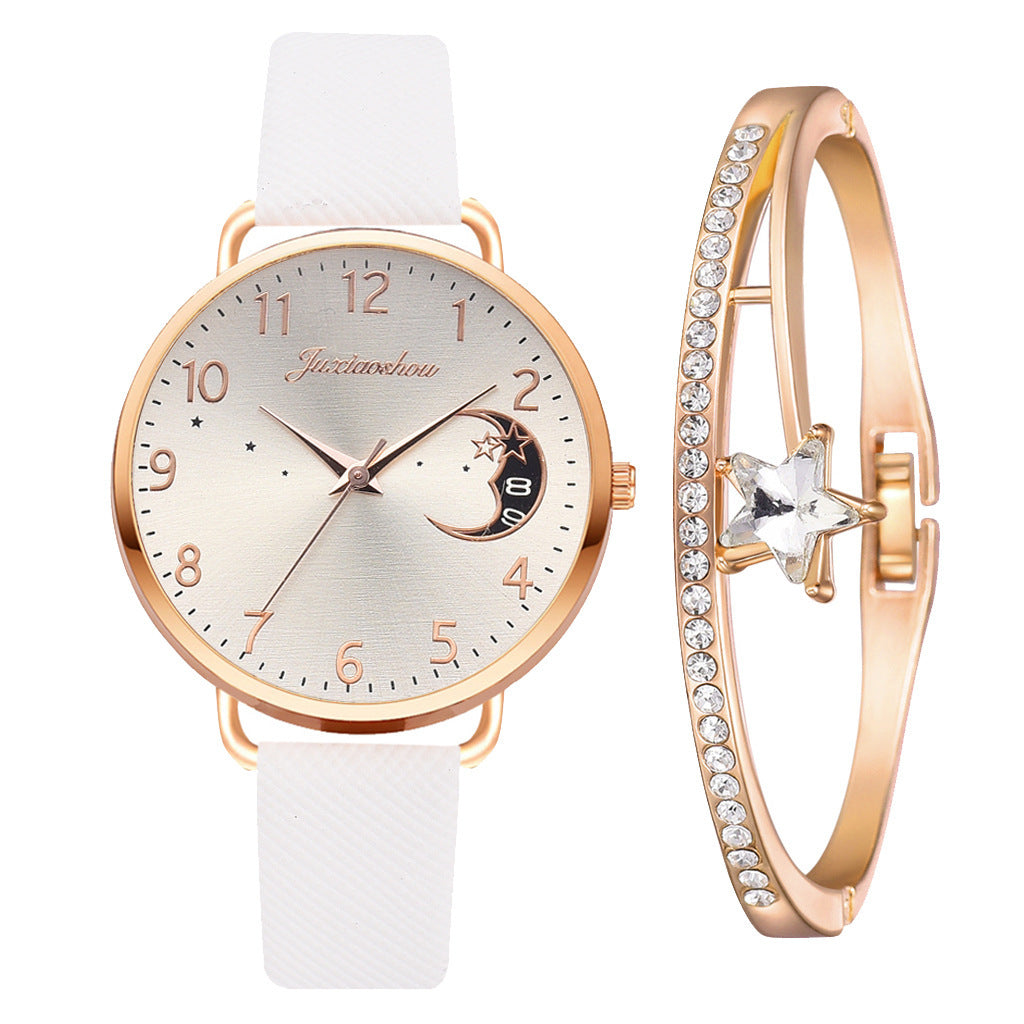 Montre à quartz à motif de lune ravissante pour femme avec cadran à bracelet Montre-bracelet pour femme